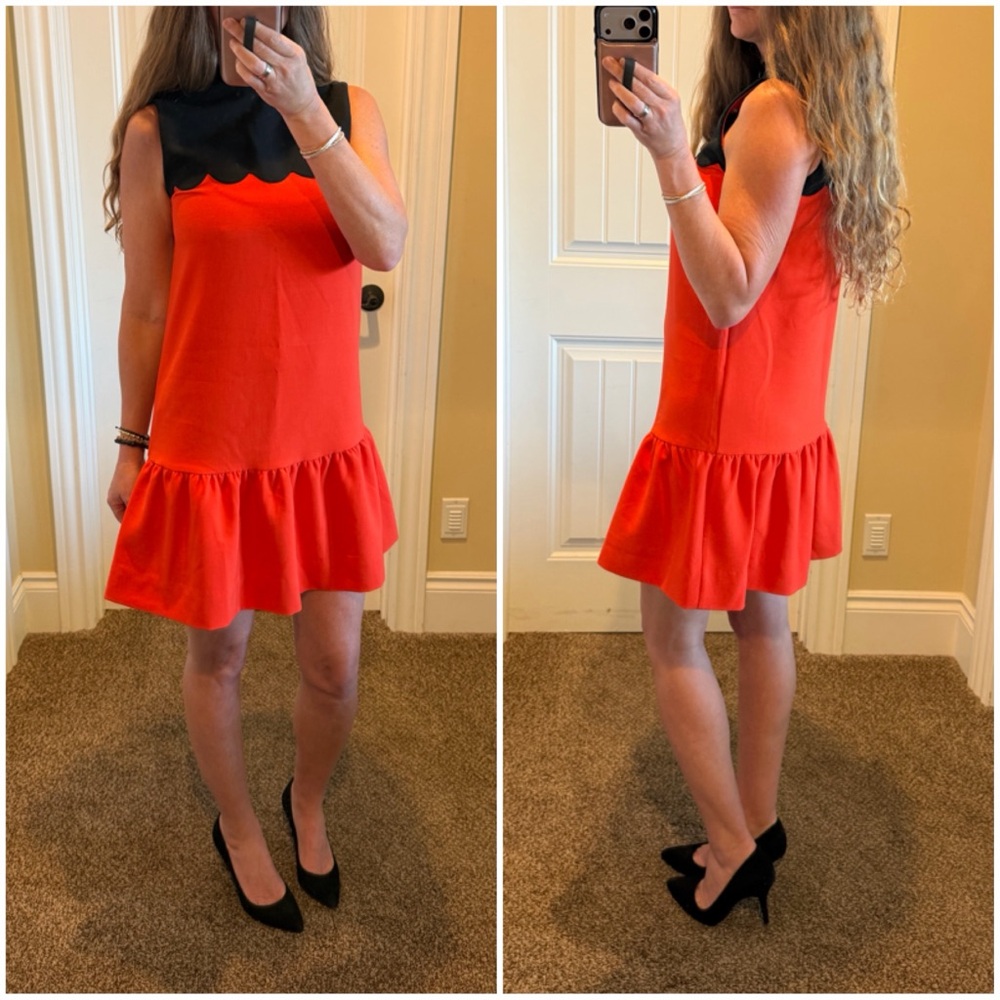 Victoria Beckham for Target Sleeveless Orange Drop-Waist Scallop-Trim Dress XS S